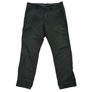 Banana Republic Aiden Fit Chinos Mens 34x30 Dark Green Linen Cotton Herringbone